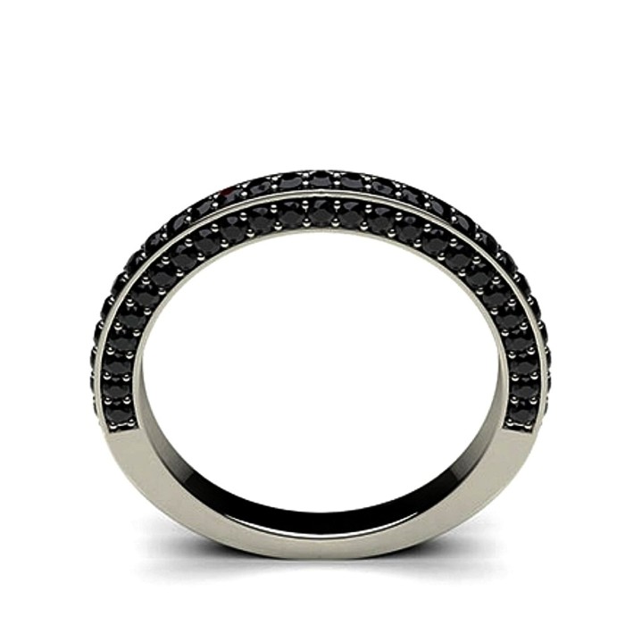 0.78 Carat Full Eternity Black Diamond Ring Channel Setting 3.5mm Band Ring